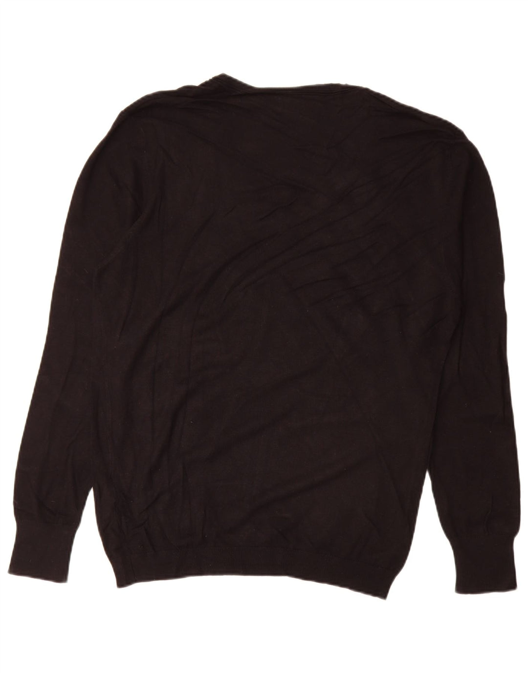 Zara Mens V-Neck Jumper Sweater Large Black Viscose