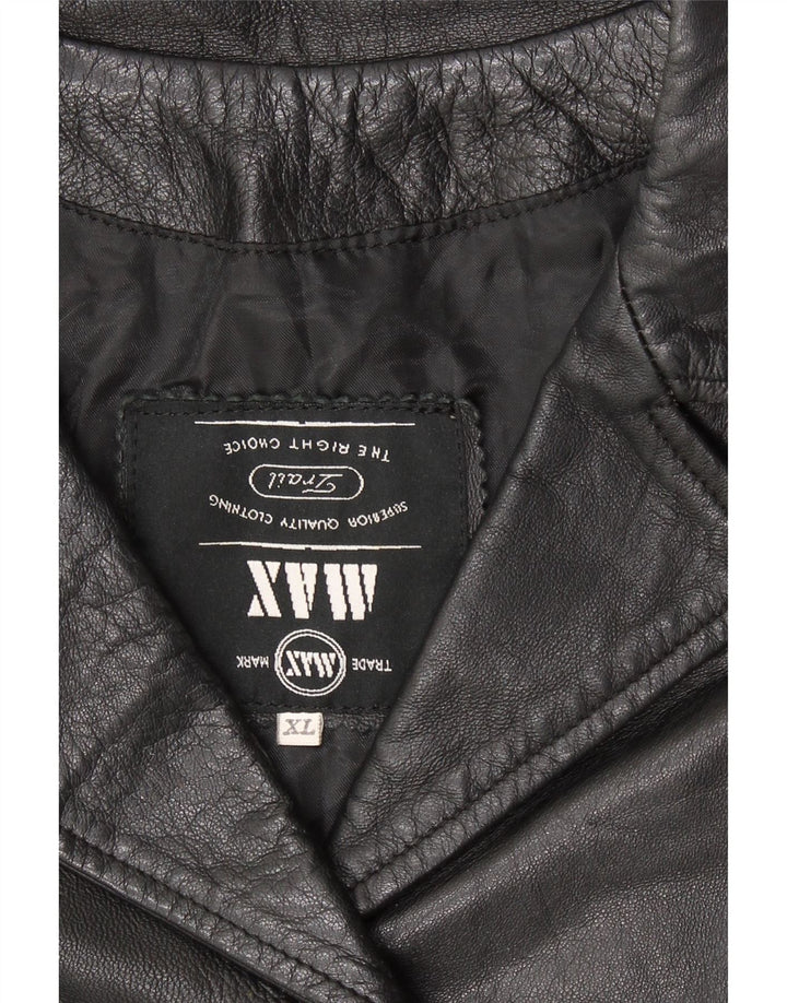 Giacca in pelle vintage da donna UK 18 XL in pelle nera