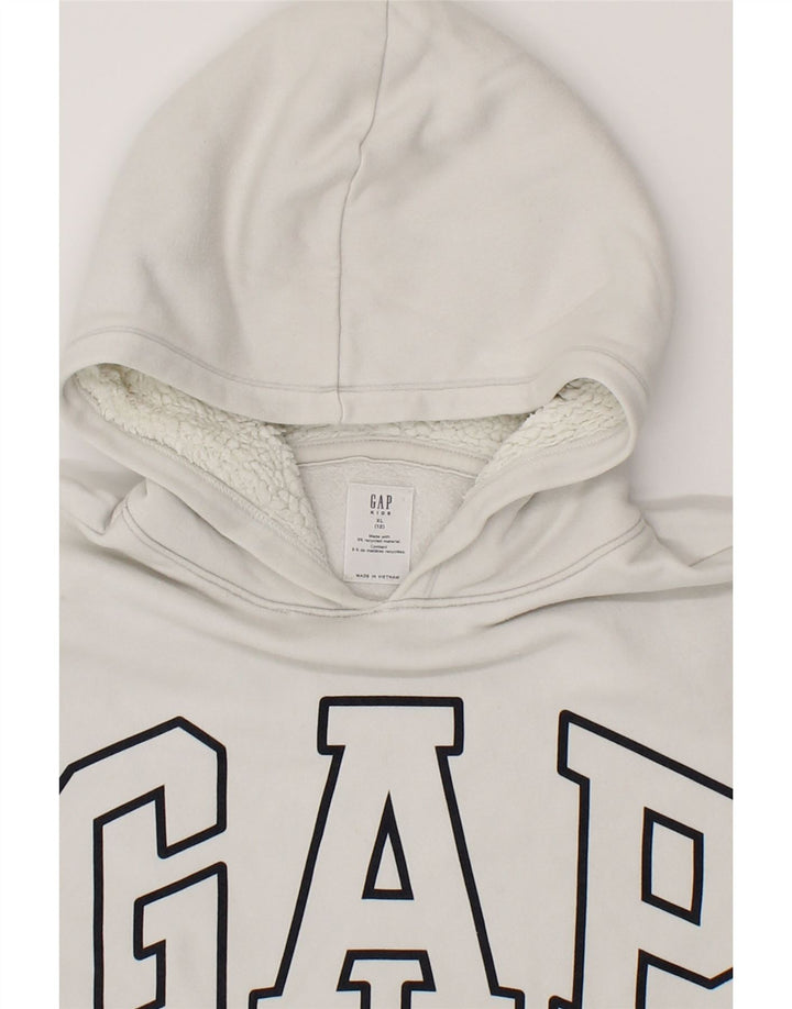 GAP Boys Graphic Hoodie Jumper 11-12 Years XL White Cotton Vintage Gap and Second-Hand Gap from Messina Hembry 