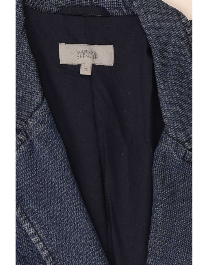 Jaqueta blazer feminina Marks & Spencer com 2 botões Reino Unido 22 3XL azul marinho Lyocell