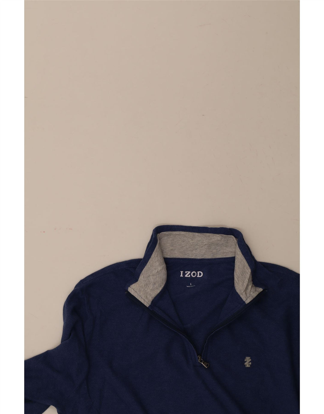 IZOD Mens Zip Neck Top Long Sleeve Large Blue Cotton Vintage Izod and Second-Hand Izod from Messina Hembry 