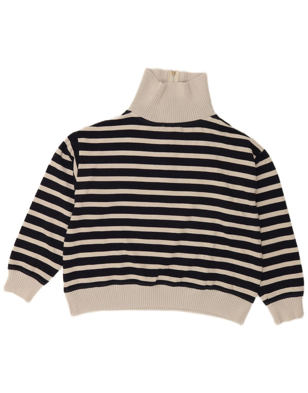 Suéter feminino Marks & Spencer com zíper e gola redonda Reino Unido 16 grande azul marinho