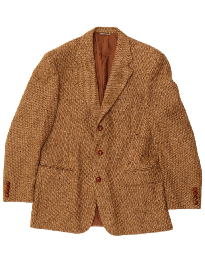Norton & Wilson Mens 3 Button Blazer Jacket IT 50 Large Brown Wool