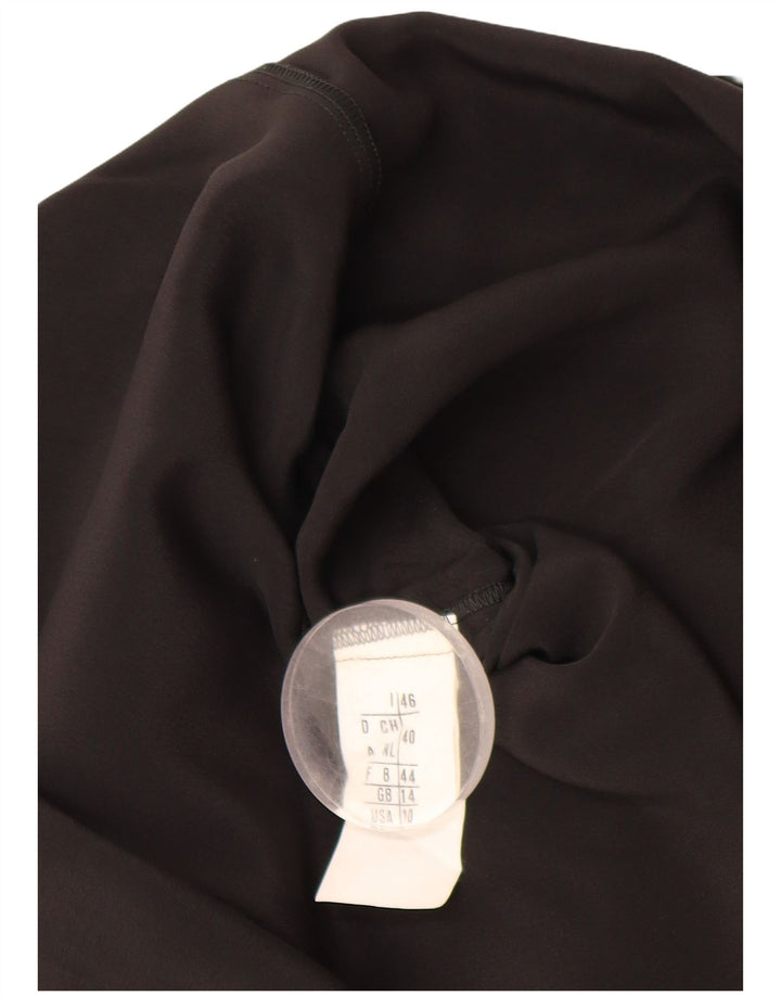 FERRE Womens Shirt Blouse UK 14 Medium Black Colourblock Acetate