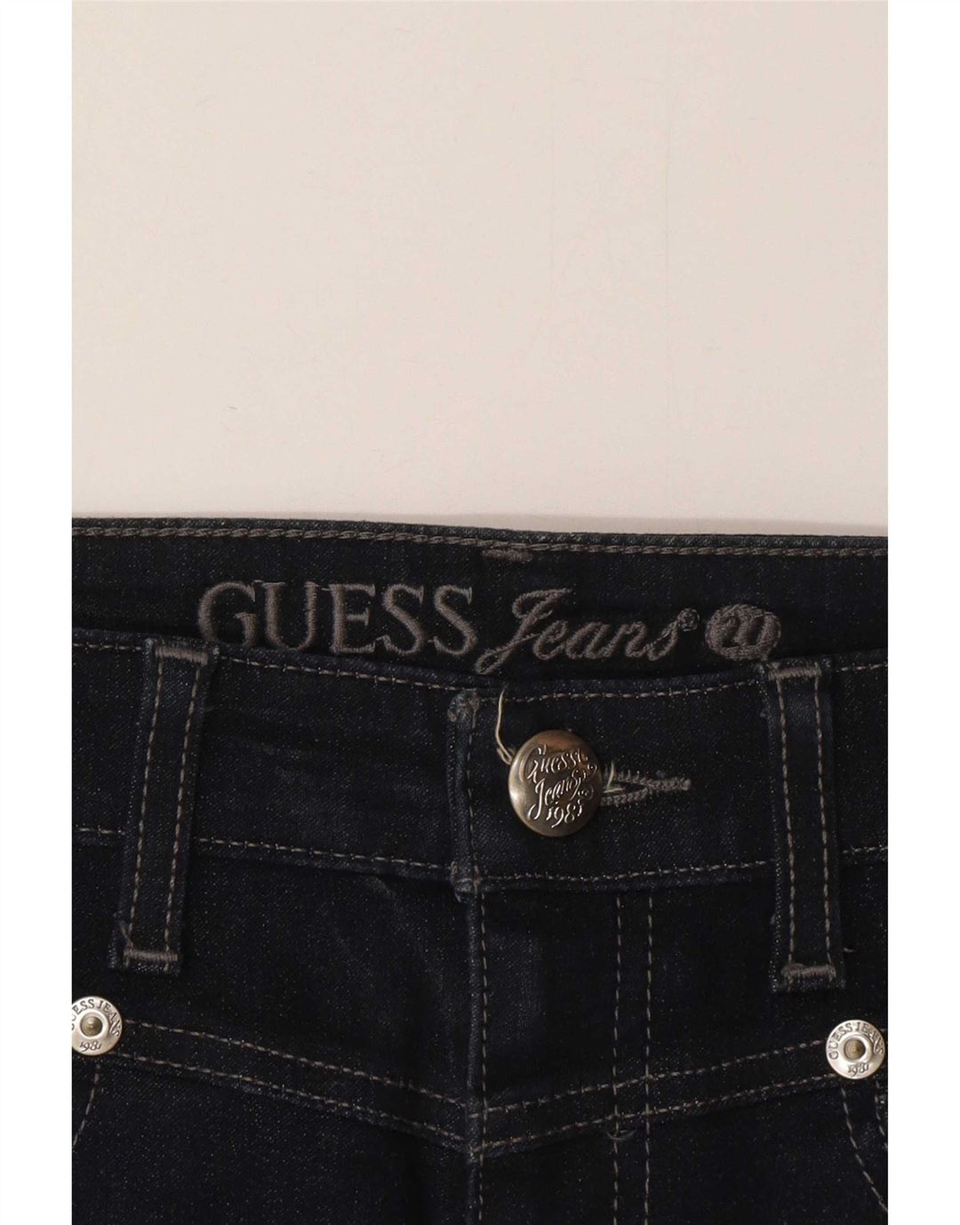 Gonna in denim da donna Guess W28 cotone blu navy medio