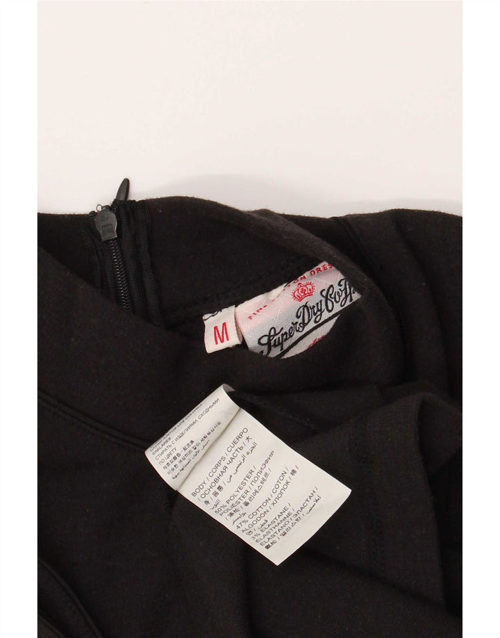 Superdry Damen Ärmelloses A-Linien-Kleid UK 12 Mittelschwarzes Polyester