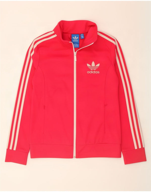Adidas Womens Tracksuit Top Jacket UK 12 Medium Pink Cotton