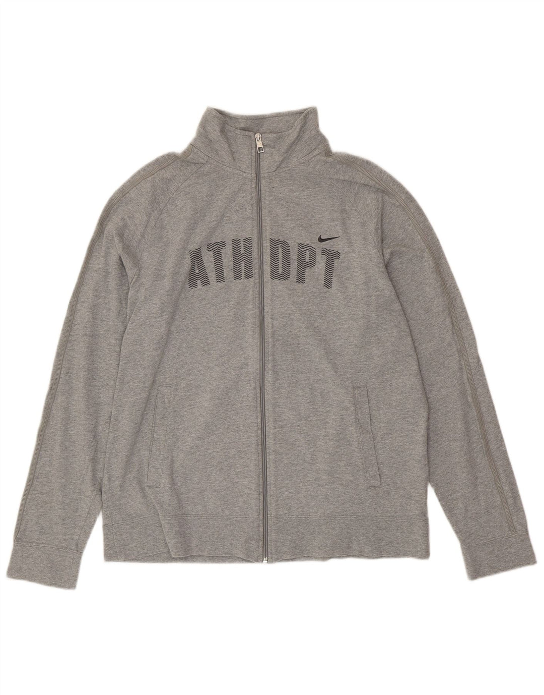 NIKE Mens Graphic Tracksuit Top Jacket Large Grey Cotton