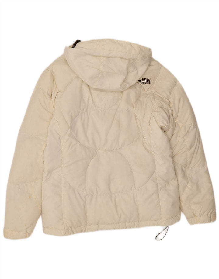 The North Face Womens Hooded Padded Jacket UK 14 Medium White Nylon