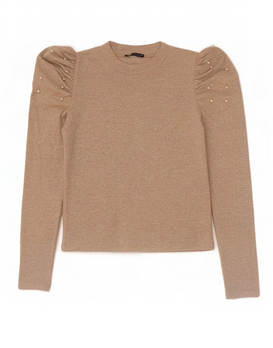 Zara Γυναικεία μακρυμάνικη μπλούζα τοπ UK 12 Medium Beige