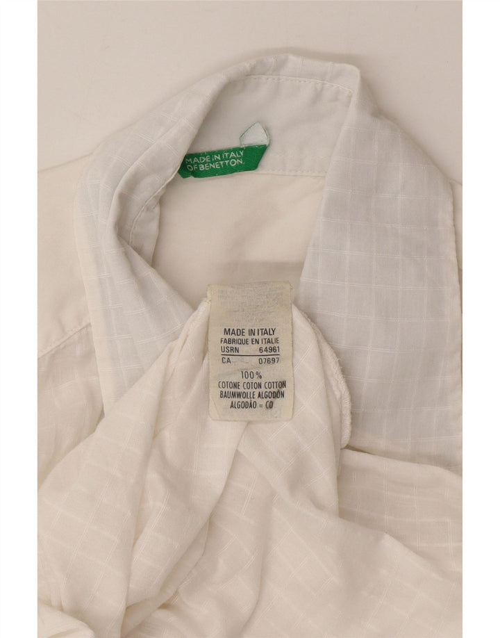 Benetton Womens Shirt UK 14 Medium White Check Cotton