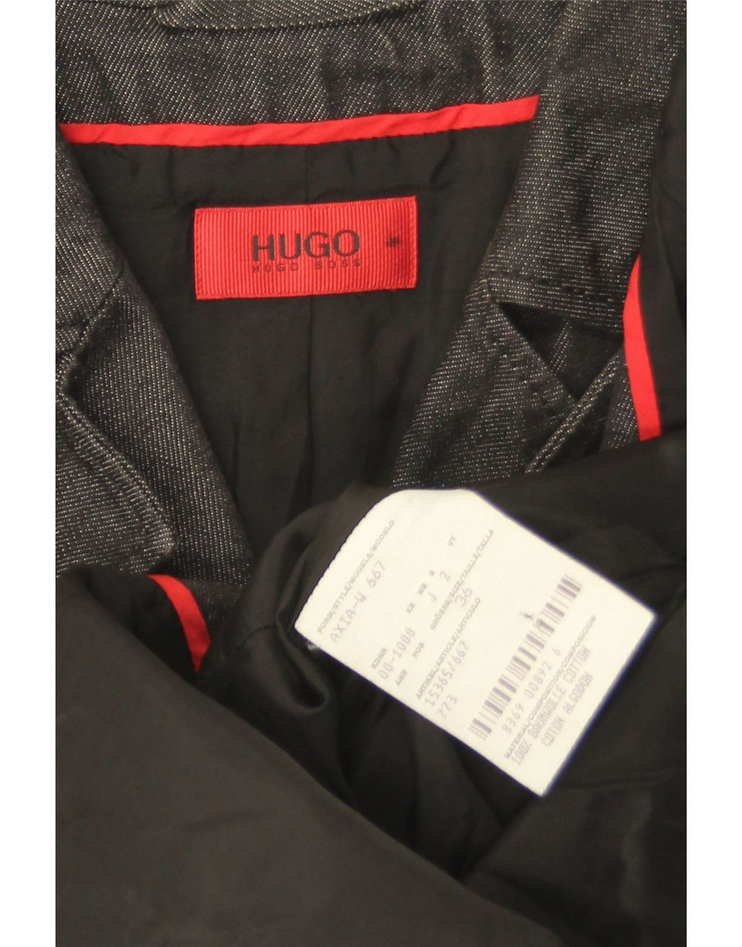 Hugo Boss Womens Military Overcoat EU 36 Small Grey Cotton