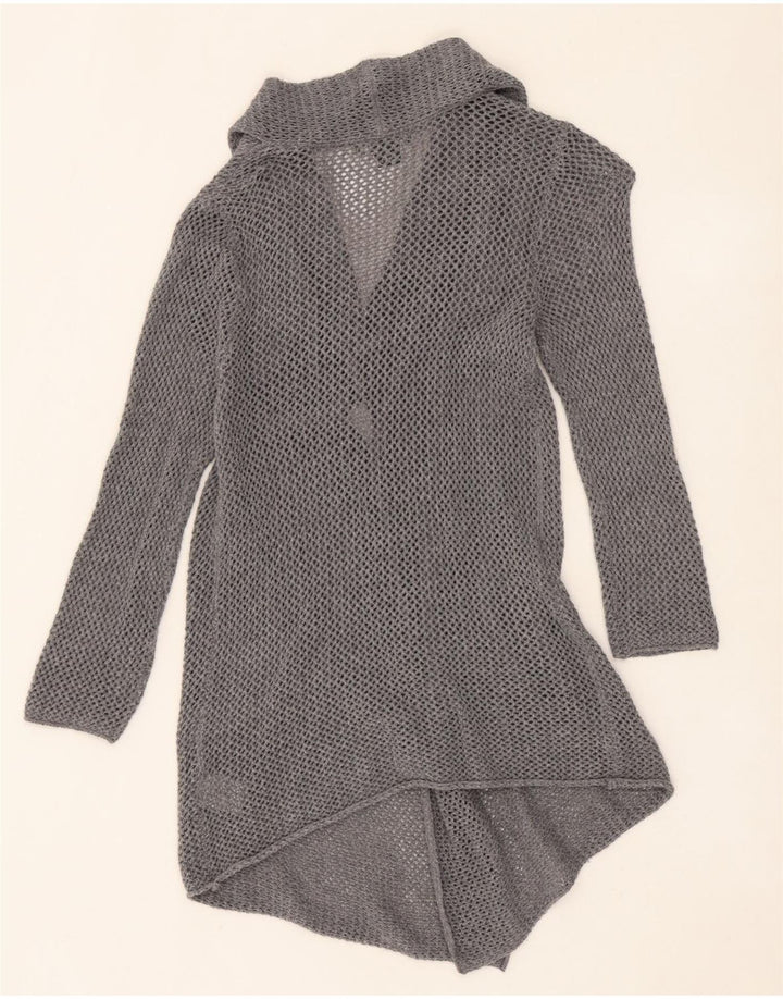EDDIE BAUER Womens Longline Crochet Cardigan Sweater UK 12 Medium Grey Vintage Eddie Bauer and Second-Hand Eddie Bauer from Messina Hembry 