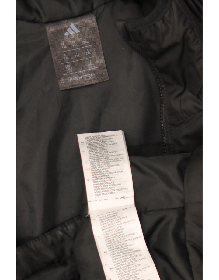 Adidas Mens Hooded Windbreaker Jacket UK 44 2XL Black Polyester