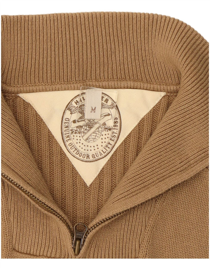 Tommy Hilfiger Mens Zip Neck Jumper Sweater Medium Beige Cotton