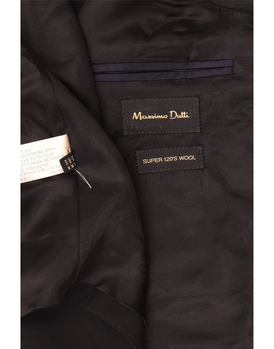 Massimo Dutti Mens Waistcoat EU 48 Medium Black Wool