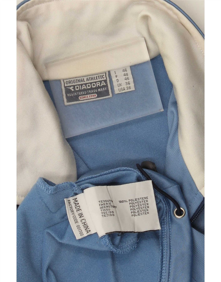 Diadora Mens Tracksuit Top Jacket UK 36 Small Blue Colourblock Polyester