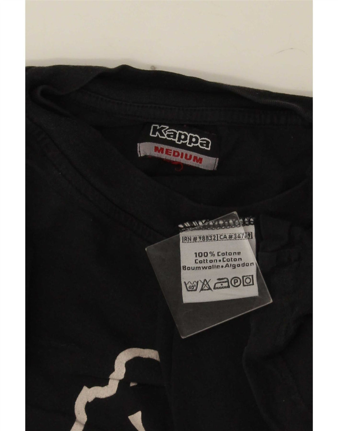 Kappa Mens Graphic T-Shirt Top Medium Black Cotton