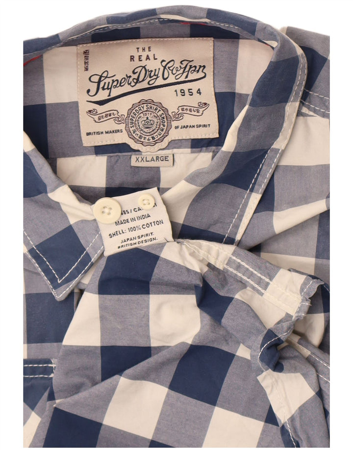 Superdry Mens Shirt 2XL Blue Gingham Cotton