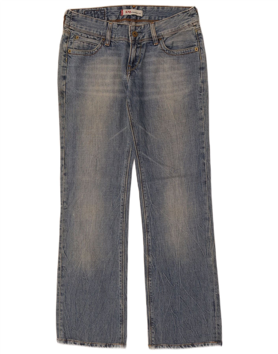 Levi's Womens 570 Straight Jeans W28 L30 Blue Cotton