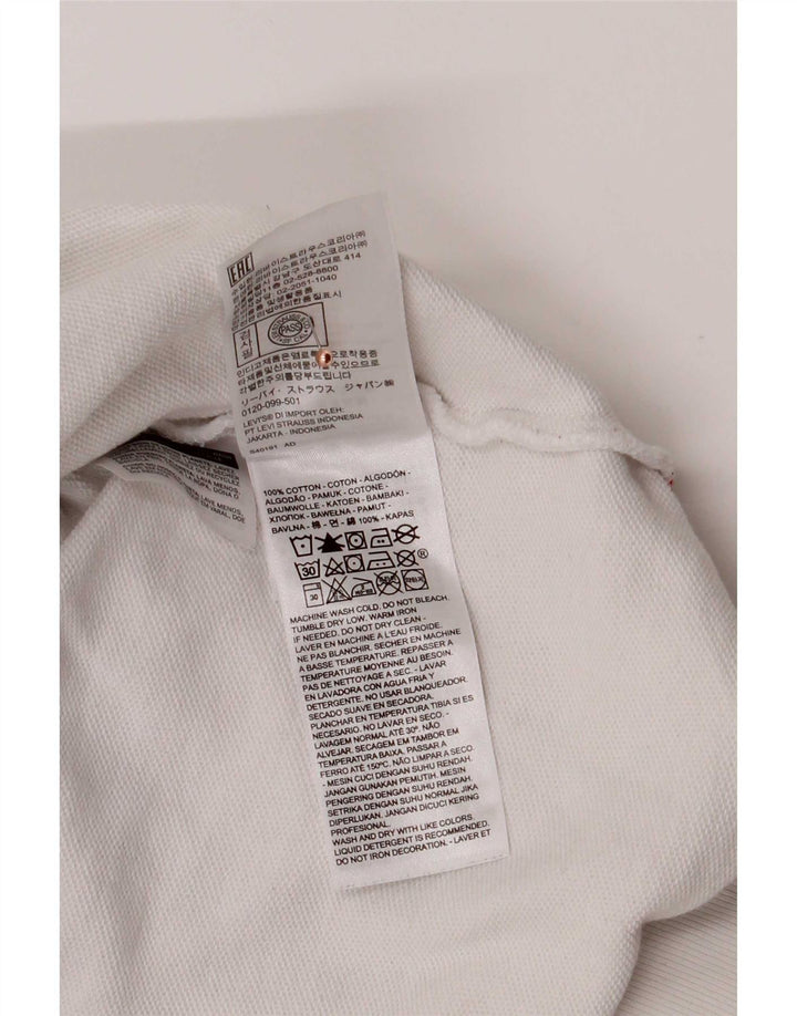 Levi's Mens Graphic Hoodie Jumper Small White Cotton