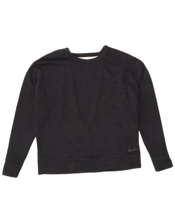 Nike Womens Dri Fit Oversized Sweatshirt Jumper UK 10 Small Black Cotton