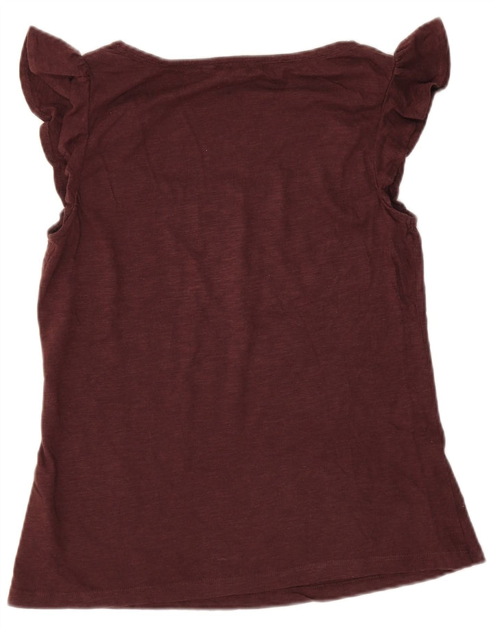 Fat Face Womens Blouse Top UK 10 Small Burgundy Cotton