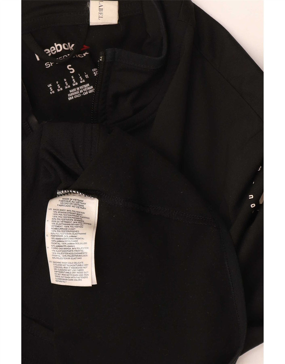 Giacca Reebok da donna con grafica grafica, giacca UK 8/10 Small, poliestere nero