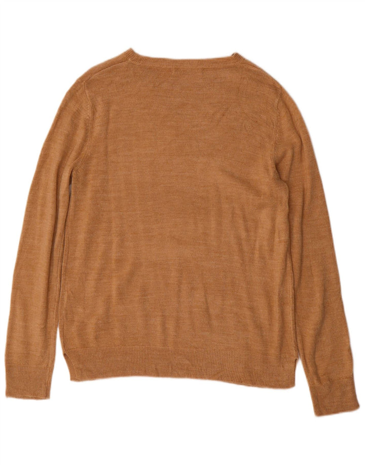 MARKS & SPENCER Womens Boat Neck Jumper Sweater UK 12 Medium Brown Acrylic