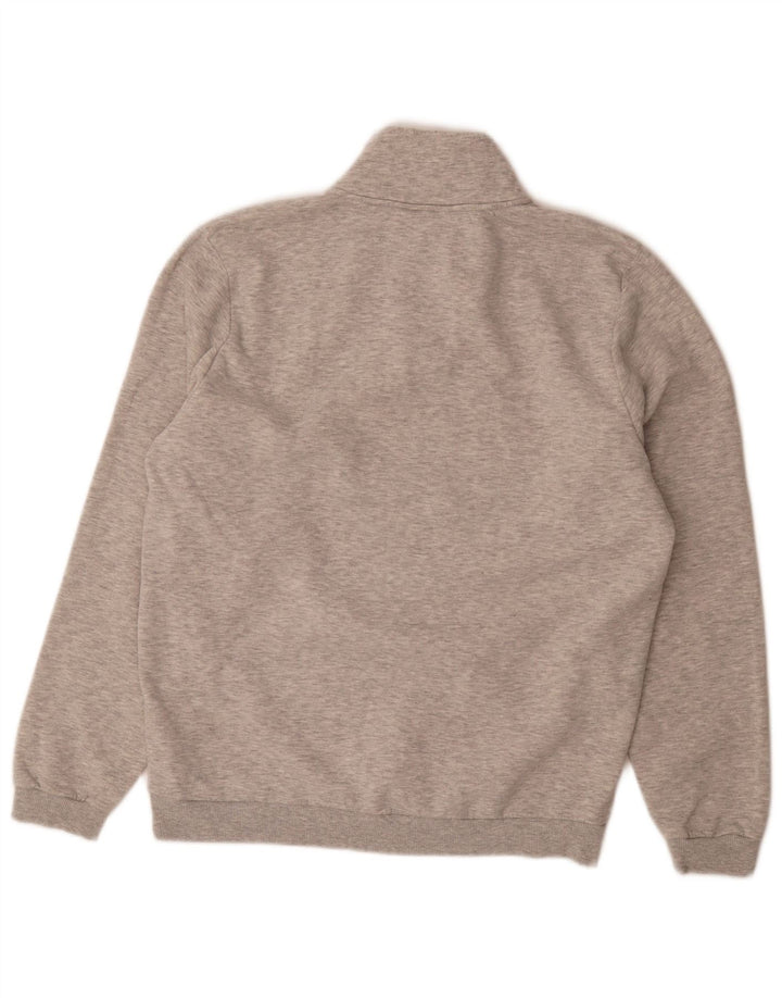 Fila Herren-Sweatshirt mit Reißverschluss am Hals, mittelgrau gesprenkelte Baumwolle