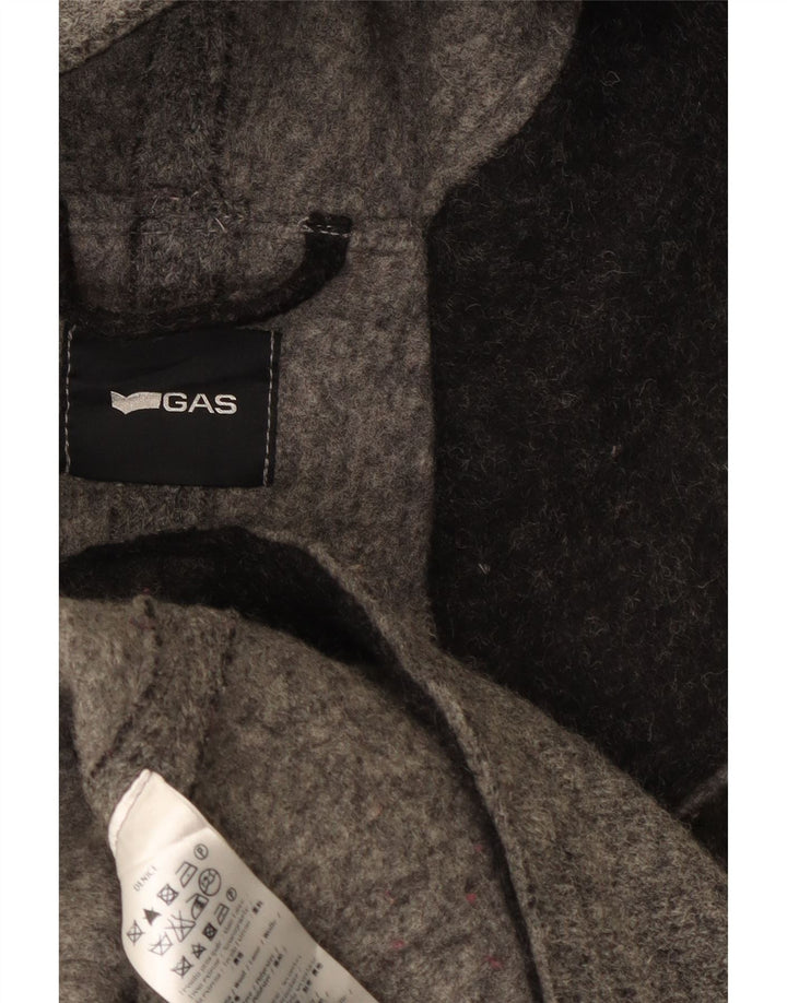 Gas Womens Hooded Pea Coat UK 14 Medium Grey Wool