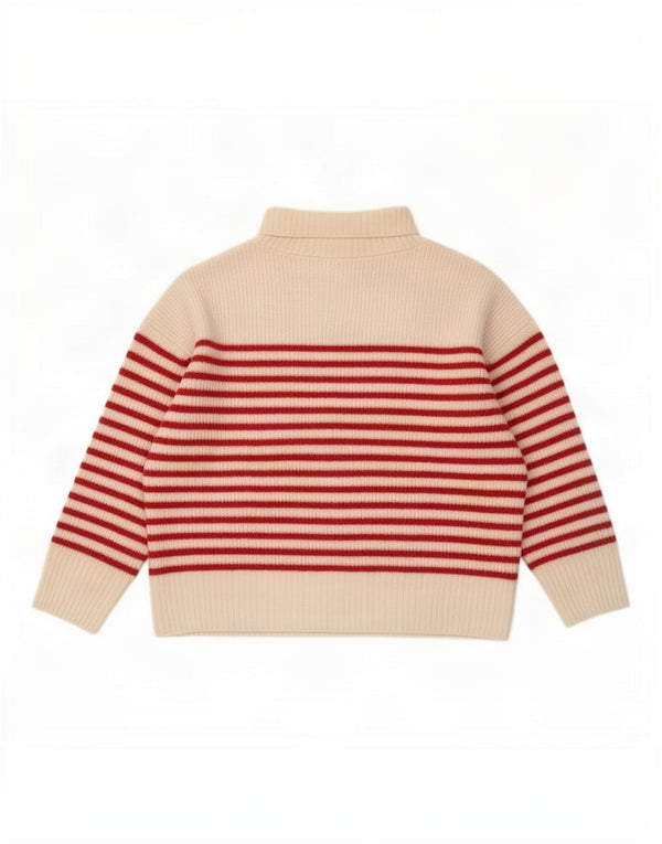 Zara Damen Crop Rollkragenpullover Pullover UK 16 Large Off White gestreift
