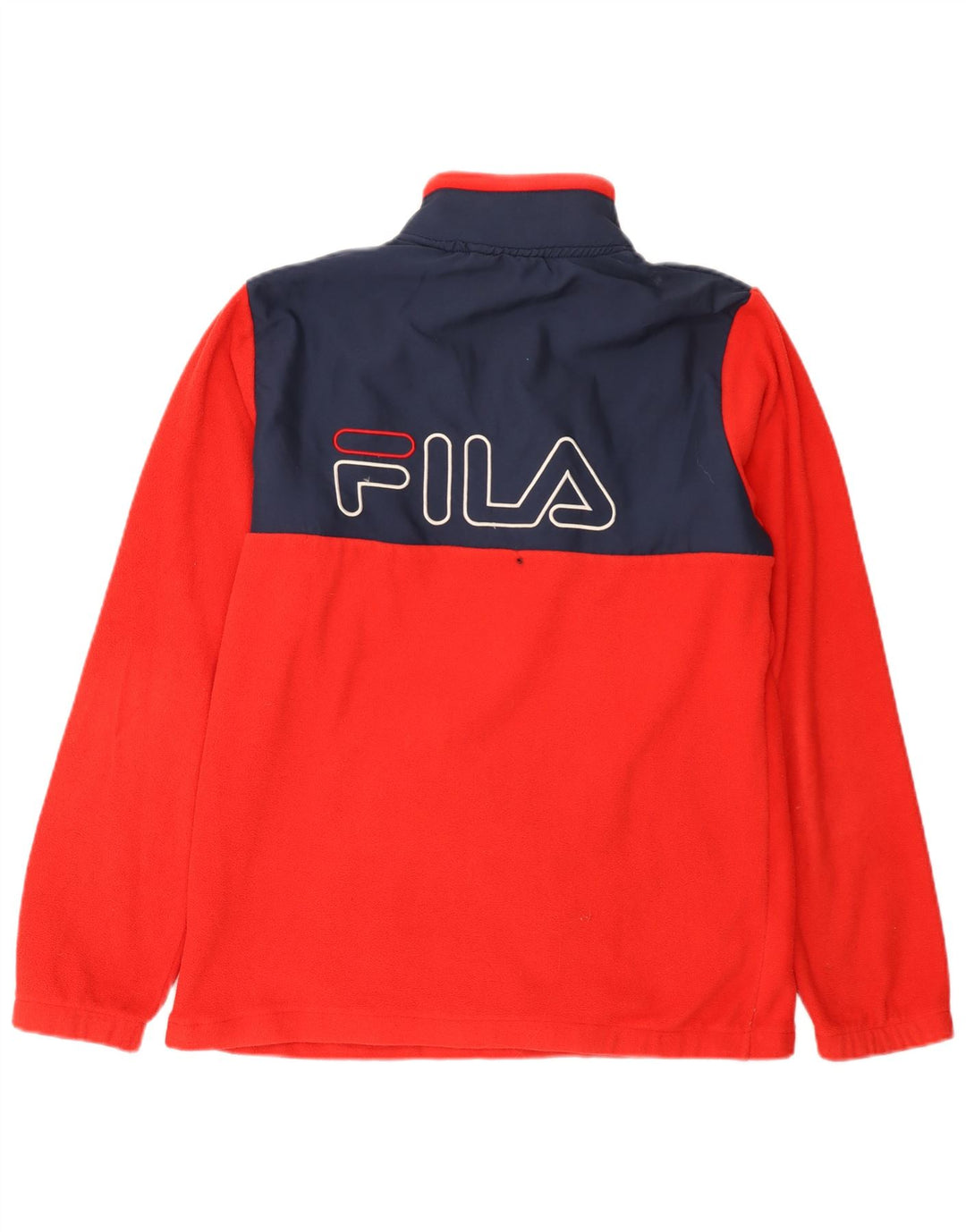 Fila Мужской флисовый джемпер на молнии с рисунком, средний красный, полиэстер с цветными блоками
