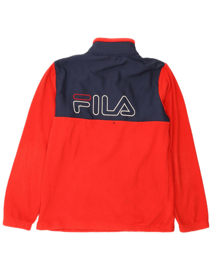 Fila Мужской флисовый джемпер на молнии с рисунком, средний красный, полиэстер с цветными блоками