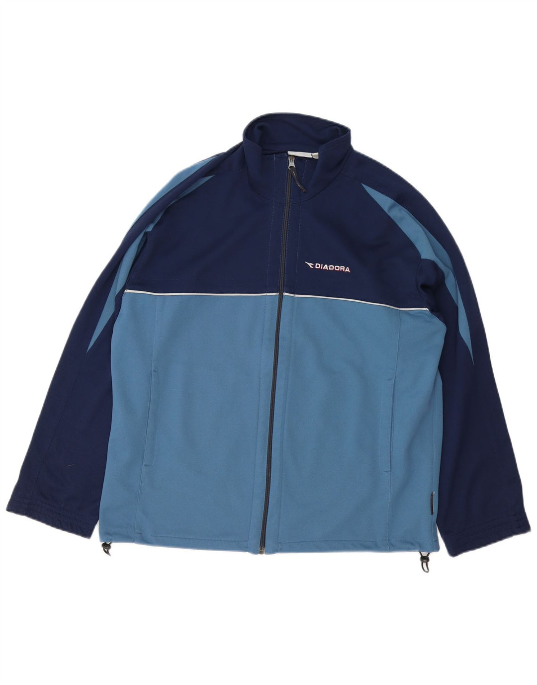 Diadora Mens Tracksuit Top Jacket Large Navy Blue Colourblock Polyester