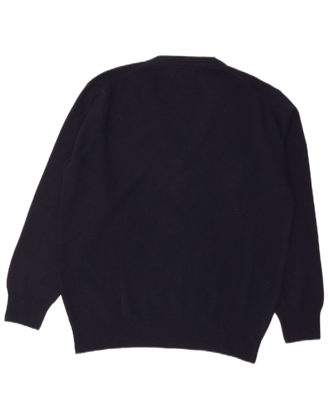 Sisley Mens V-Neck Jumper Sweater Medium Navy Blue Virgin Wool