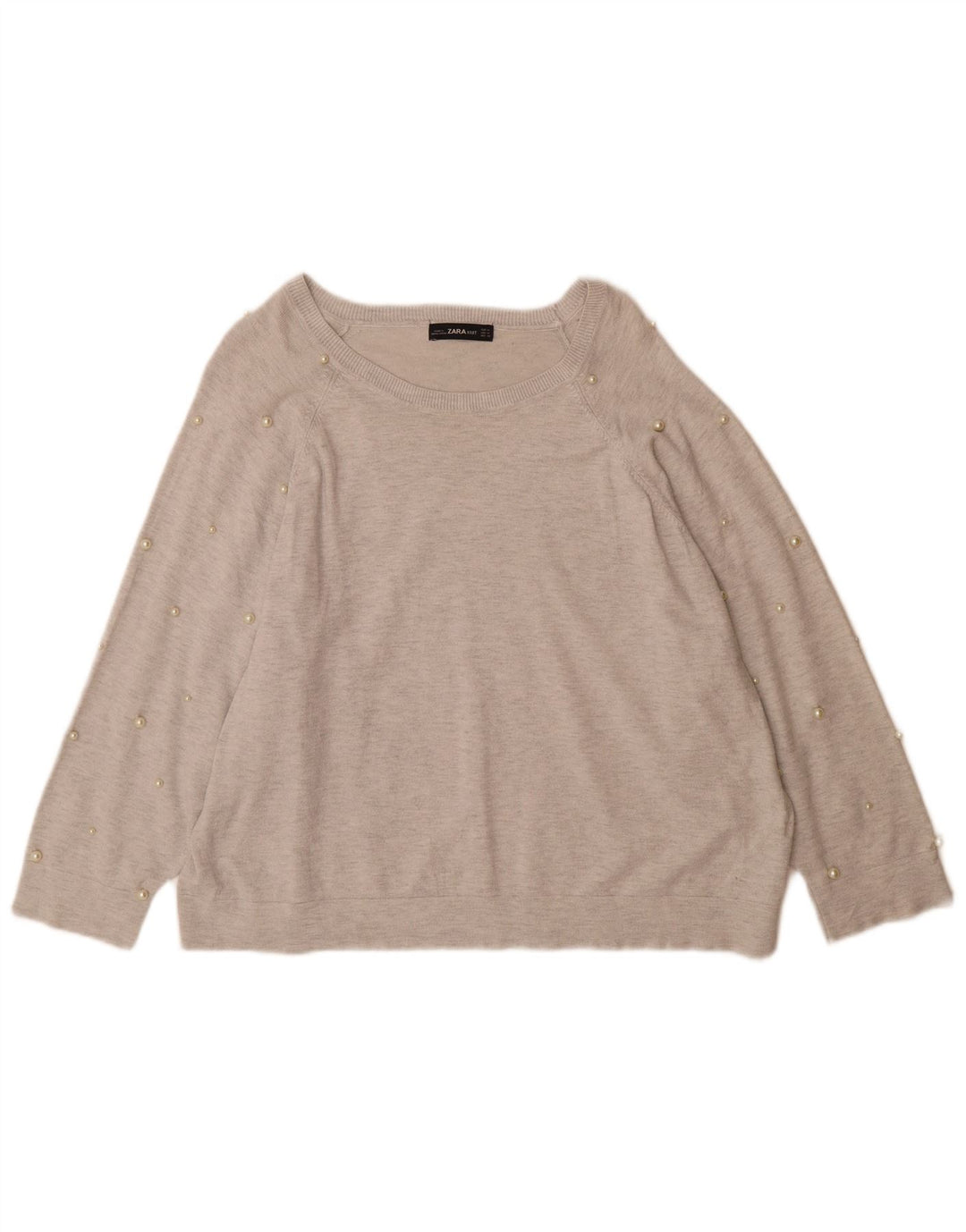 Zara Womens Oversized Boat Neck Jumper Sweater UK 14 Medium Grey Viscose