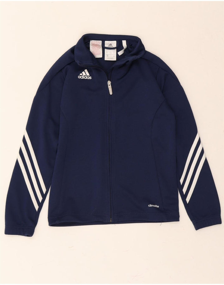 ADIDAS Boys Climalite Tracksuit Top Jacket 9-10 Years Navy Blue Polyester Vintage Adidas and Second-Hand Adidas from Messina Hembry 
