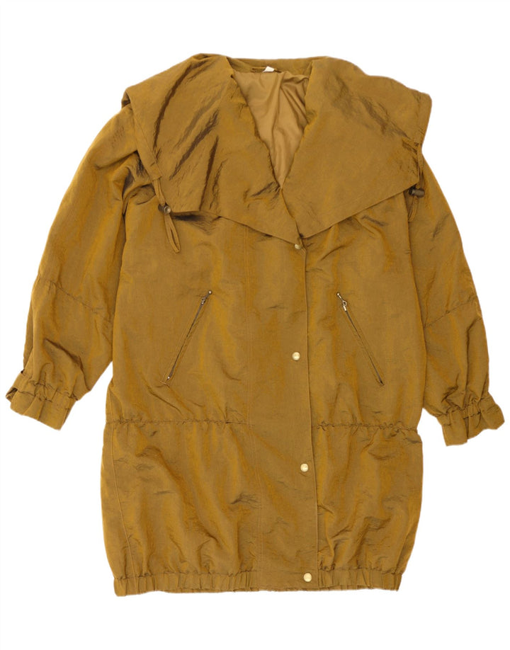 Vintage Womens Oversized Raincoat UK 10 Small Gold