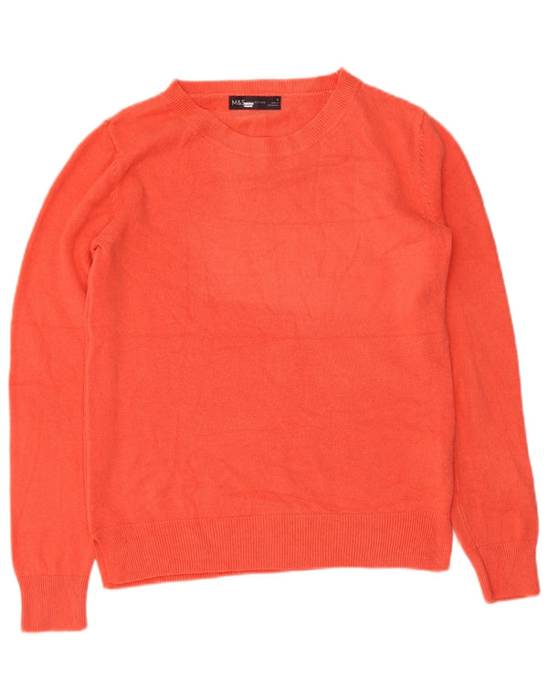 Marks & Spencer Womens Boat Neck Jumper Sweater UK 8 Small Orange Acrylic