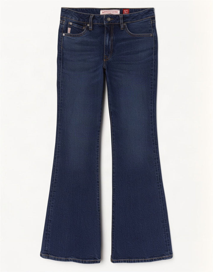 Женские расклешенные джинсы Superdry W28 L32 Темно-синий хлопок