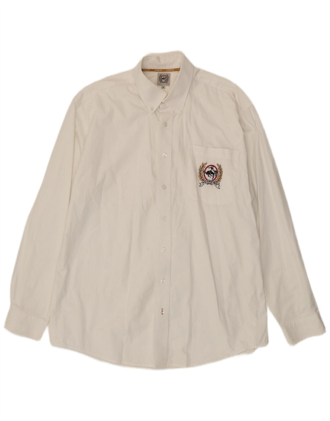 VINTAGE Mens Shirt Medium White Cotton