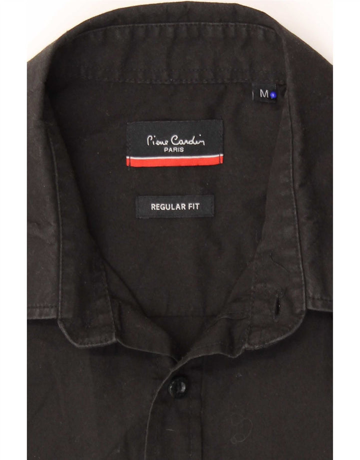 Pierre Cardin Herre kortærmet Regular Fit skjorte medium sort polyester