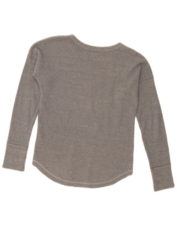 Abercrombie & Fitch Haut graphique surdimensionné à manches longues pour femme UK 6 XS Gris