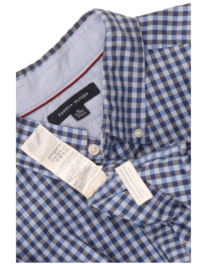Camicia da uomo Tommy Hilfiger XL in cotone a quadretti blu