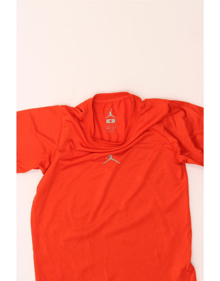 JORDAN Boys Dri Fit T-Shirt Top 8-9 Years Small Orange Polyester Vintage Jordan and Second-Hand Jordan from Messina Hembry 