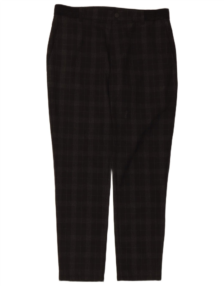 Zara Mens Tapered Chino Trousers Medium W31 L28 Black Check