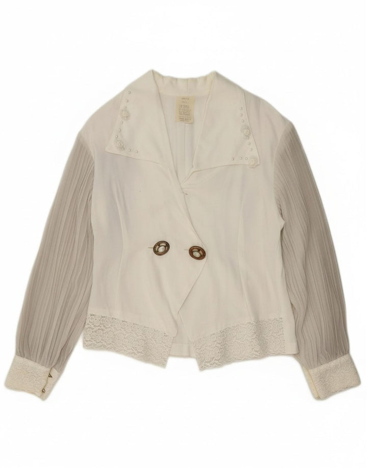 VINTAGE Womens Oversized Shirt Blouse US 1 2XS White Viscose