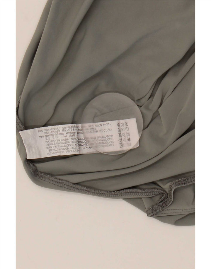 Zara Womens Long Sleeve Bodysuit UK 12 Medium Grey Nylon