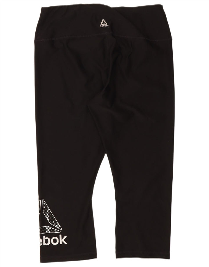 Reebok Womens Graphic Capri Leggings UK 14 Large Black